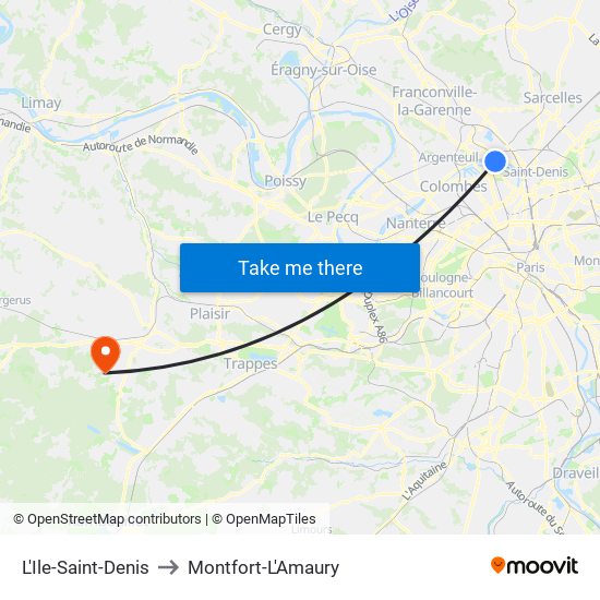 L'Ile-Saint-Denis to Montfort-L'Amaury map