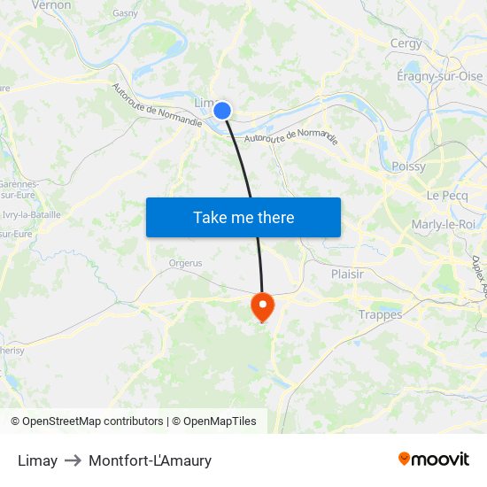 Limay to Montfort-L'Amaury map