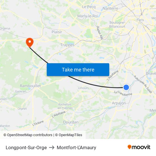 Longpont-Sur-Orge to Montfort-L'Amaury map