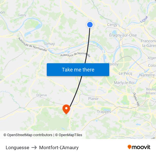 Longuesse to Montfort-L'Amaury map