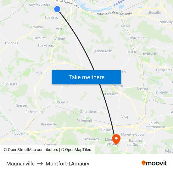 Magnanville to Montfort-L'Amaury map