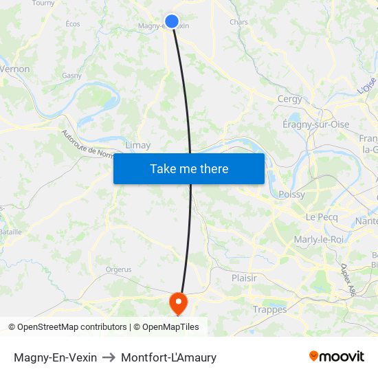 Magny-En-Vexin to Montfort-L'Amaury map