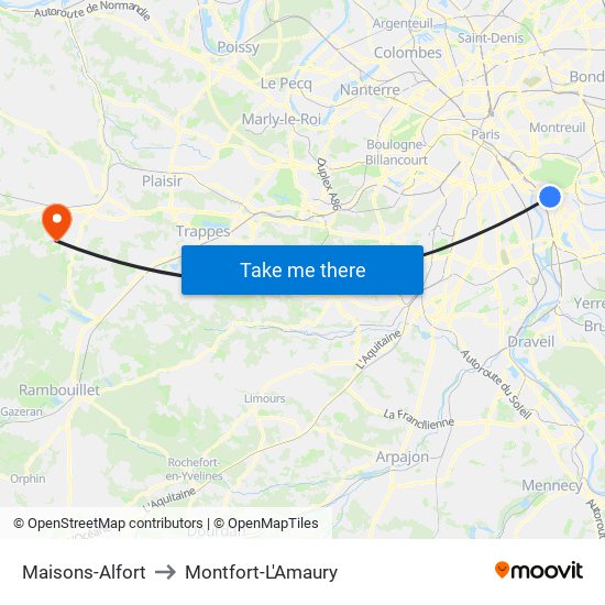 Maisons-Alfort to Montfort-L'Amaury map