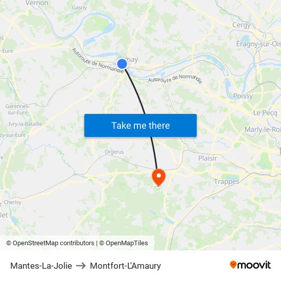 Mantes-La-Jolie to Montfort-L'Amaury map