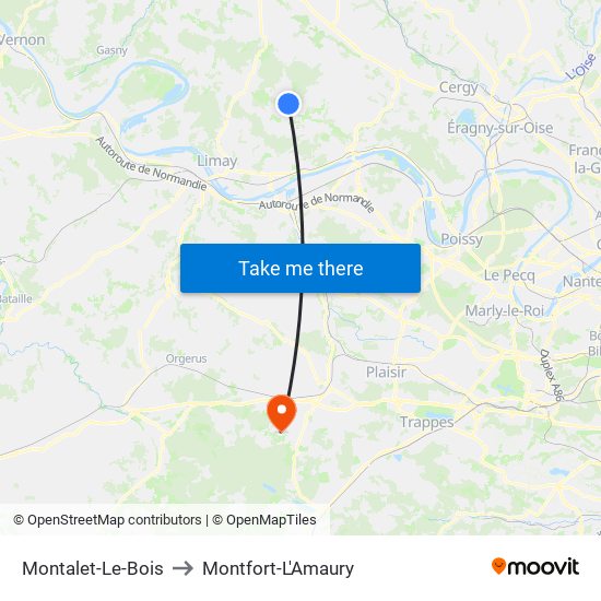 Montalet-Le-Bois to Montfort-L'Amaury map