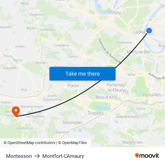 Montesson to Montfort-L'Amaury map