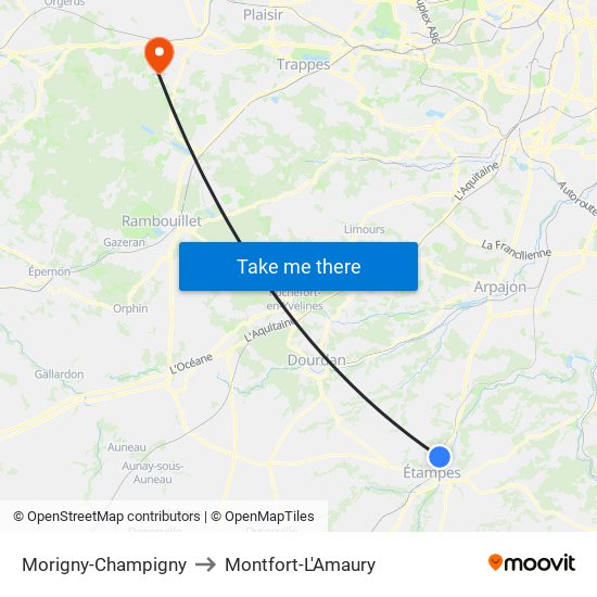 Morigny-Champigny to Montfort-L'Amaury map
