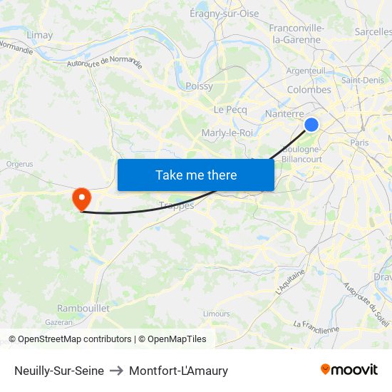 Neuilly-Sur-Seine to Montfort-L'Amaury map