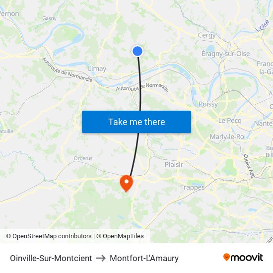 Oinville-Sur-Montcient to Montfort-L'Amaury map