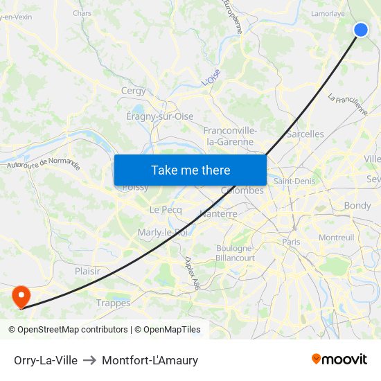 Orry-La-Ville to Montfort-L'Amaury map