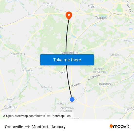 Orsonville to Montfort-L'Amaury map