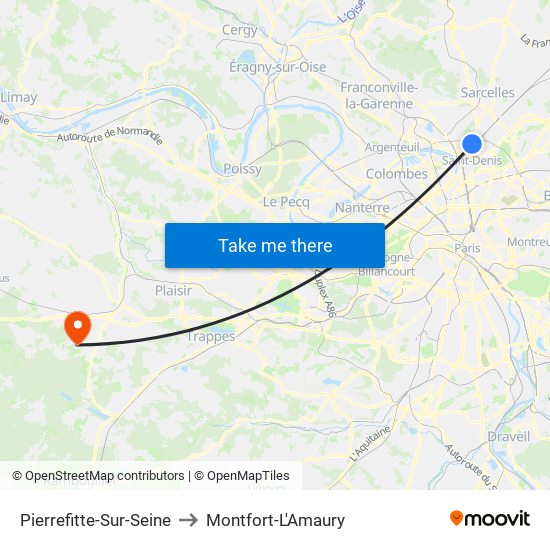 Pierrefitte-Sur-Seine to Montfort-L'Amaury map