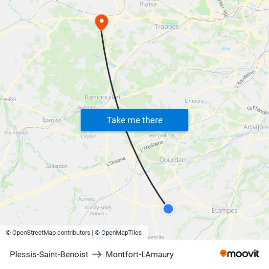 Plessis-Saint-Benoist to Montfort-L'Amaury map