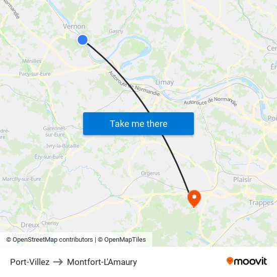 Port-Villez to Montfort-L'Amaury map