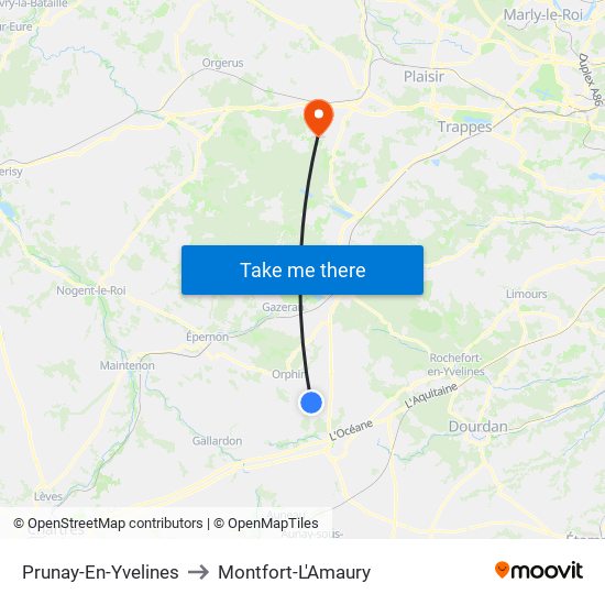 Prunay-En-Yvelines to Montfort-L'Amaury map