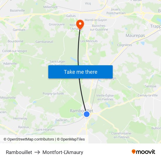 Rambouillet to Montfort-L'Amaury map