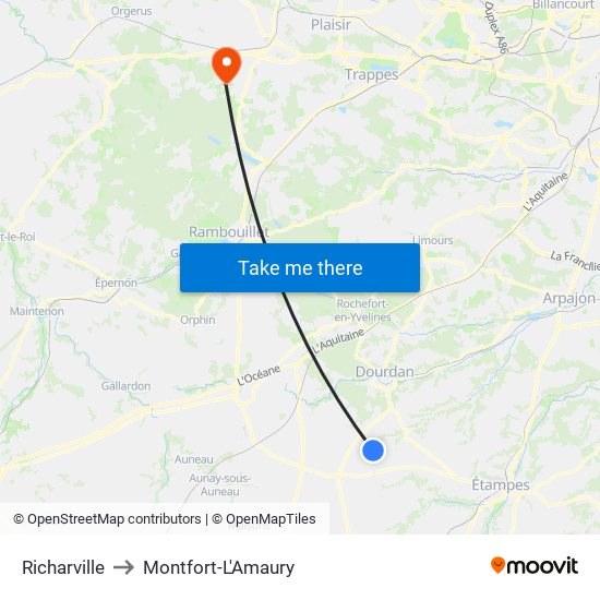Richarville to Montfort-L'Amaury map