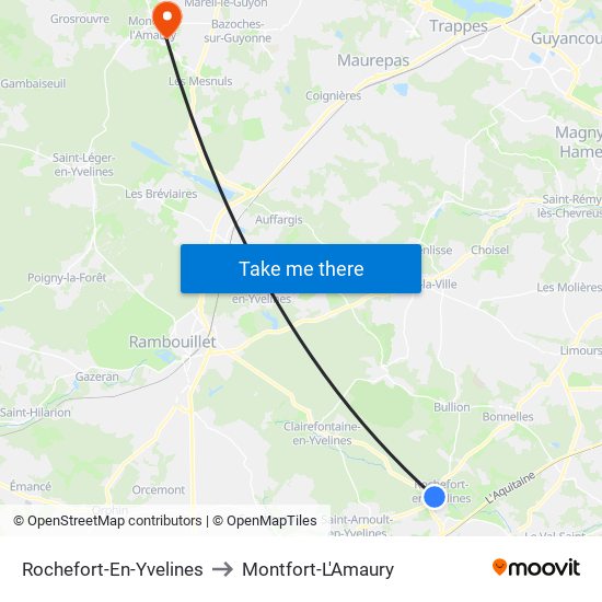 Rochefort-En-Yvelines to Montfort-L'Amaury map