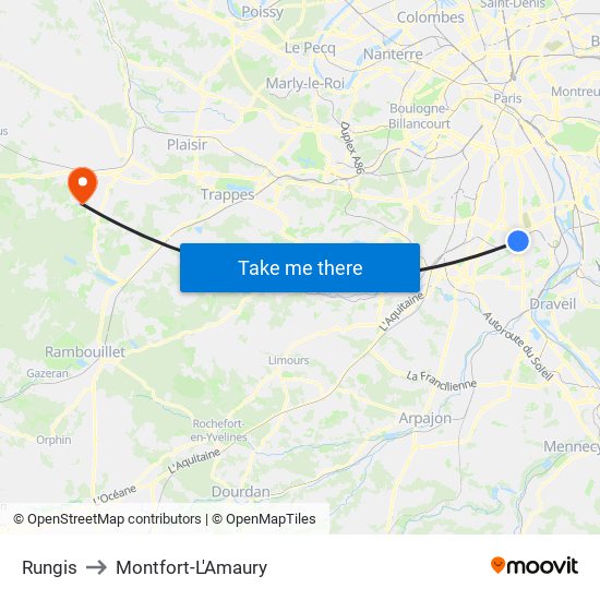 Rungis to Montfort-L'Amaury map