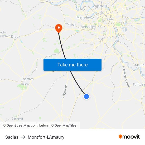 Saclas to Montfort-L'Amaury map