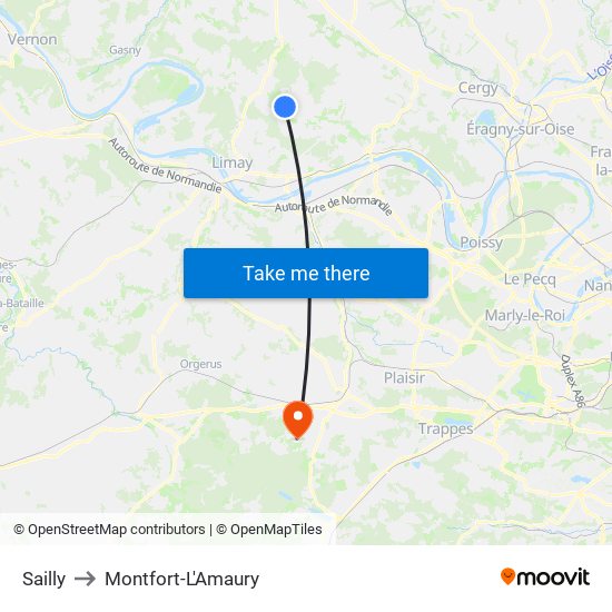 Sailly to Montfort-L'Amaury map
