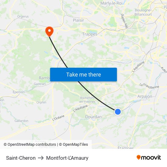 Saint-Cheron to Montfort-L'Amaury map