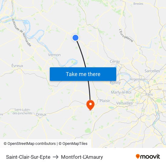 Saint-Clair-Sur-Epte to Montfort-L'Amaury map