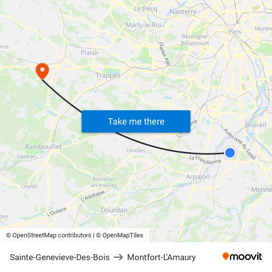 Sainte-Genevieve-Des-Bois to Montfort-L'Amaury map