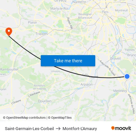 Saint-Germain-Les-Corbeil to Montfort-L'Amaury map