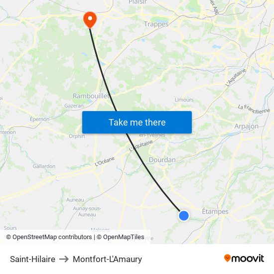 Saint-Hilaire to Montfort-L'Amaury map