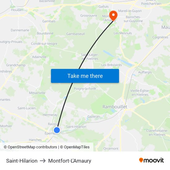 Saint-Hilarion to Montfort-L'Amaury map