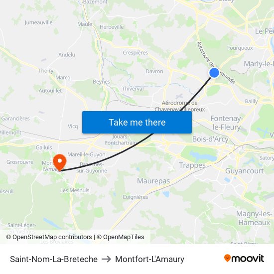 Saint-Nom-La-Breteche to Montfort-L'Amaury map