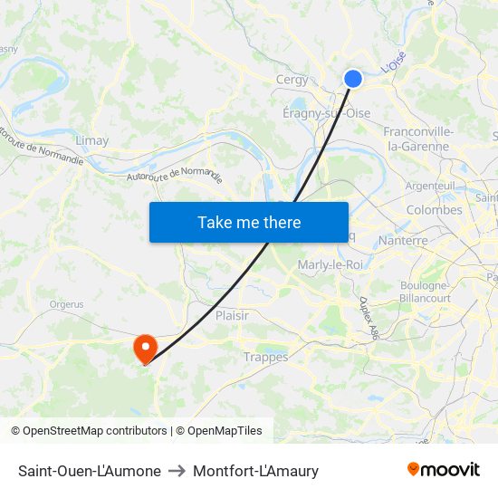 Saint-Ouen-L'Aumone to Montfort-L'Amaury map