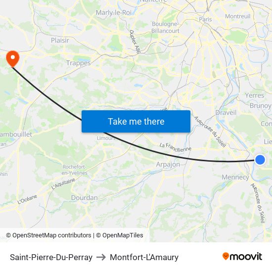 Saint-Pierre-Du-Perray to Montfort-L'Amaury map