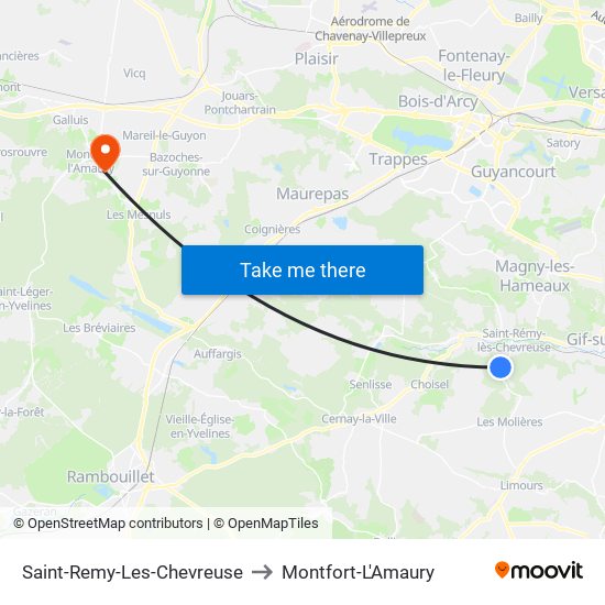 Saint-Remy-Les-Chevreuse to Montfort-L'Amaury map