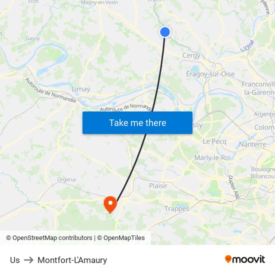 Us to Montfort-L'Amaury map