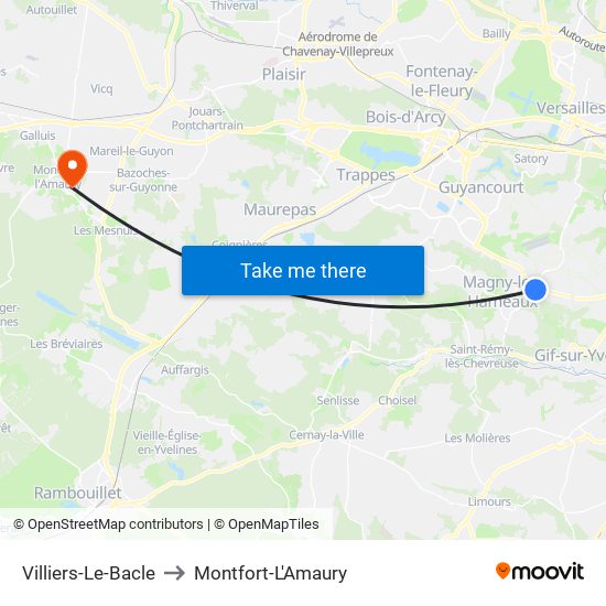 Villiers-Le-Bacle to Montfort-L'Amaury map