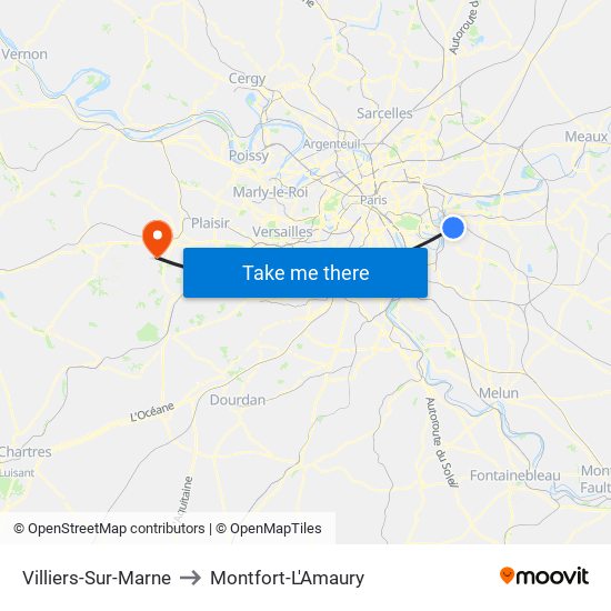 Villiers-Sur-Marne to Montfort-L'Amaury map