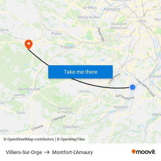 Villiers-Sur-Orge to Montfort-L'Amaury map