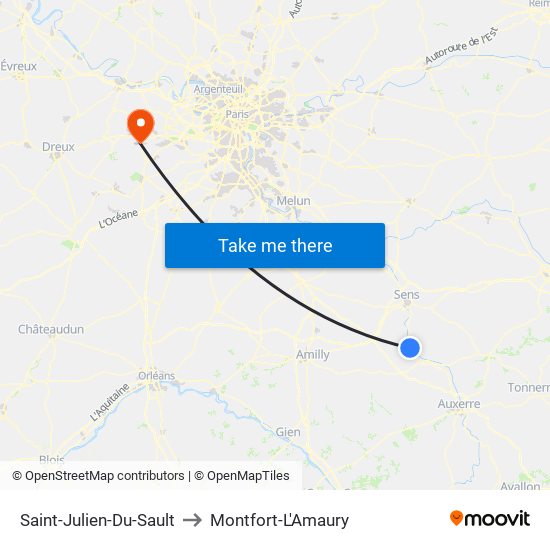 Saint-Julien-Du-Sault to Montfort-L'Amaury map