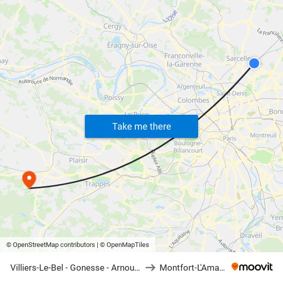 Villiers-Le-Bel - Gonesse - Arnouville to Montfort-L'Amaury map