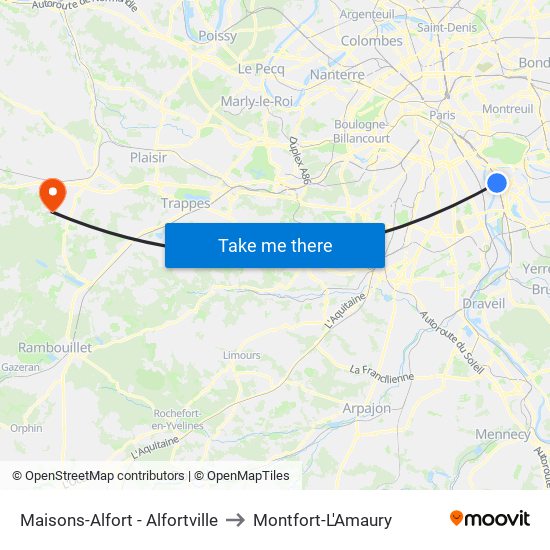 Maisons-Alfort - Alfortville to Montfort-L'Amaury map