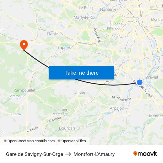 Gare de Savigny-Sur-Orge to Montfort-L'Amaury map