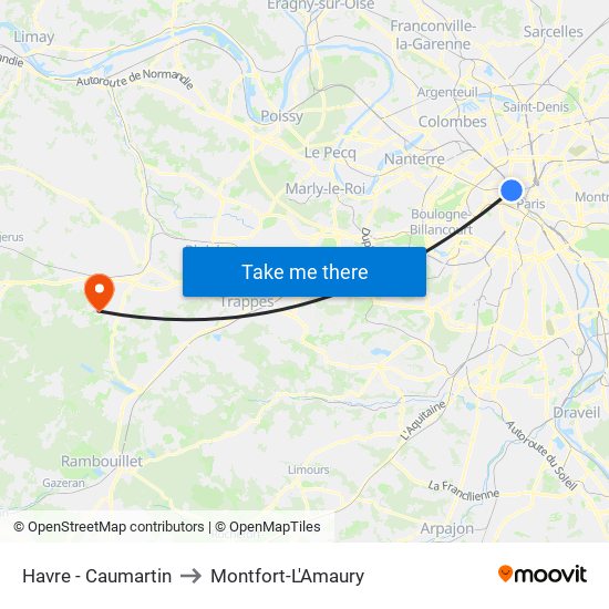 Havre - Caumartin to Montfort-L'Amaury map