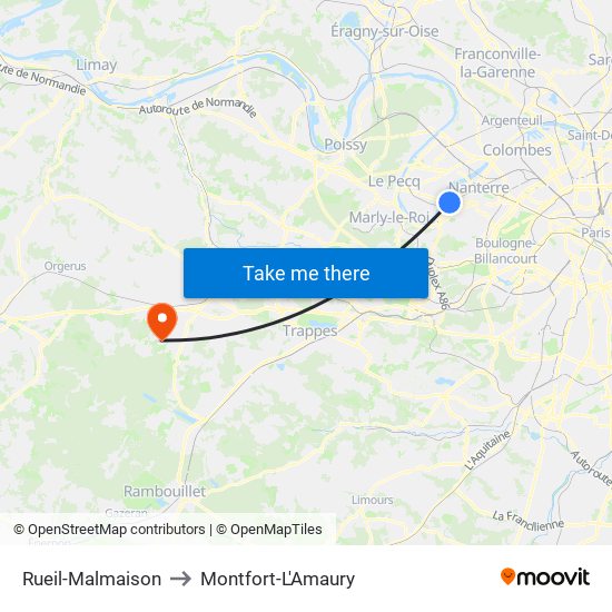 Rueil-Malmaison to Montfort-L'Amaury map