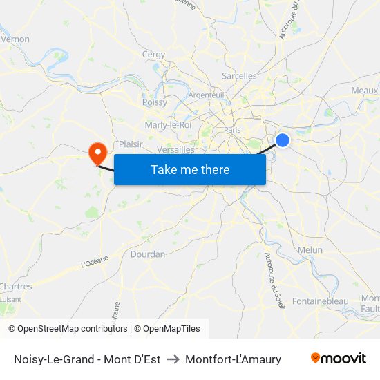 Noisy-Le-Grand - Mont D'Est to Montfort-L'Amaury map