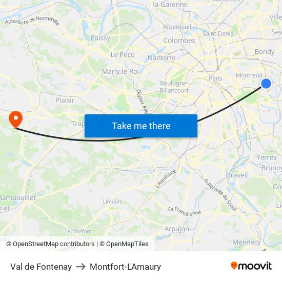 Val de Fontenay to Montfort-L'Amaury map