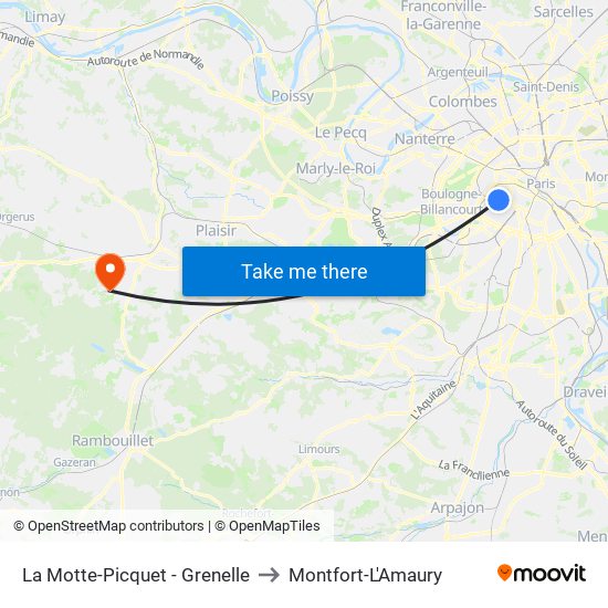 La Motte-Picquet - Grenelle to Montfort-L'Amaury map