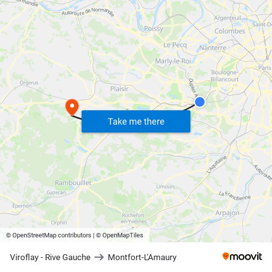 Viroflay - Rive Gauche to Montfort-L'Amaury map