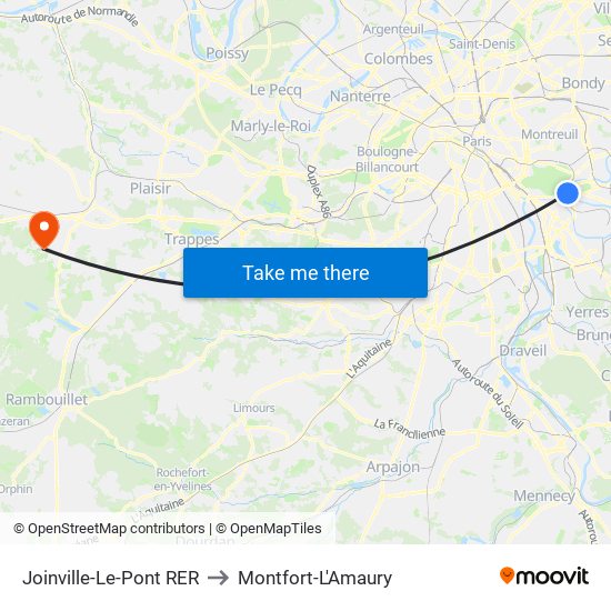 Joinville-Le-Pont RER to Montfort-L'Amaury map